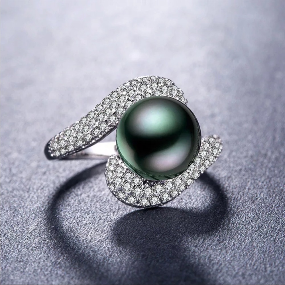 New 925 Silver Sapphire Pearl Women’s Ring - Picture 5 of 6
